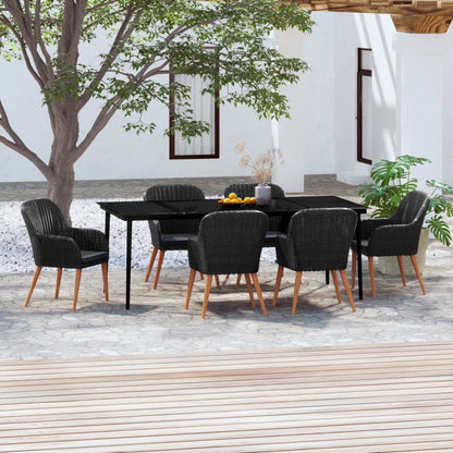 7-tlg. Garten-Essgruppe mit Kissen Schwarz