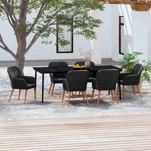 7-tlg. Garten-Essgruppe mit Kissen Schwarz