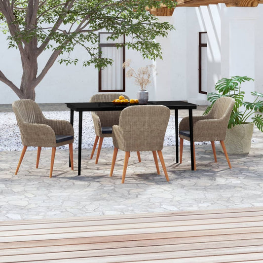5-tlg. Garten-Essgruppe mit Kissen Braun