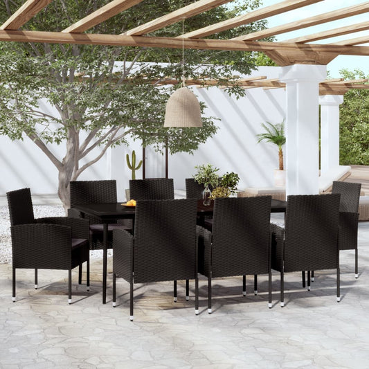 9-tlg. Garten-Essgruppe Schwarz