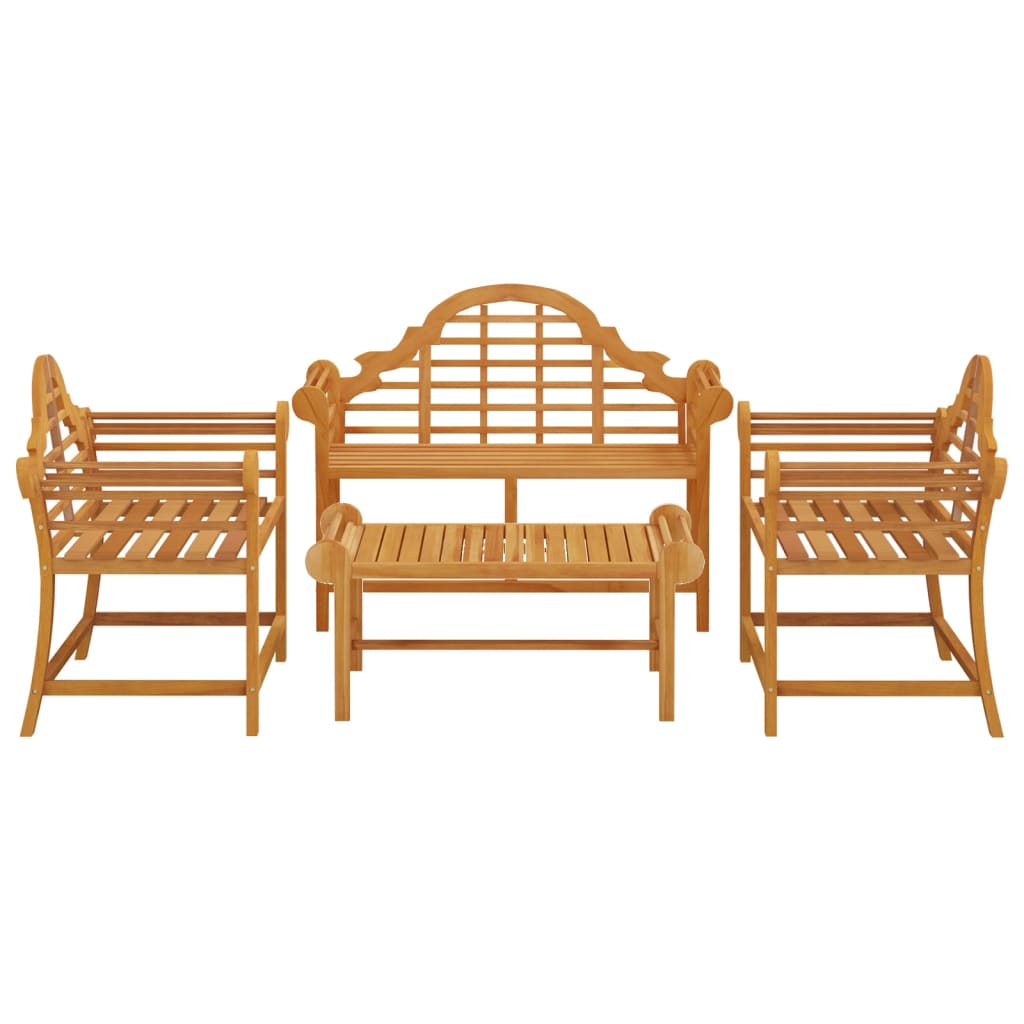 4-tlg. Garten-Lounge-Set Massivholz Teak