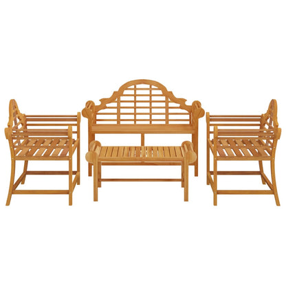 4-tlg. Garten-Lounge-Set Massivholz Teak