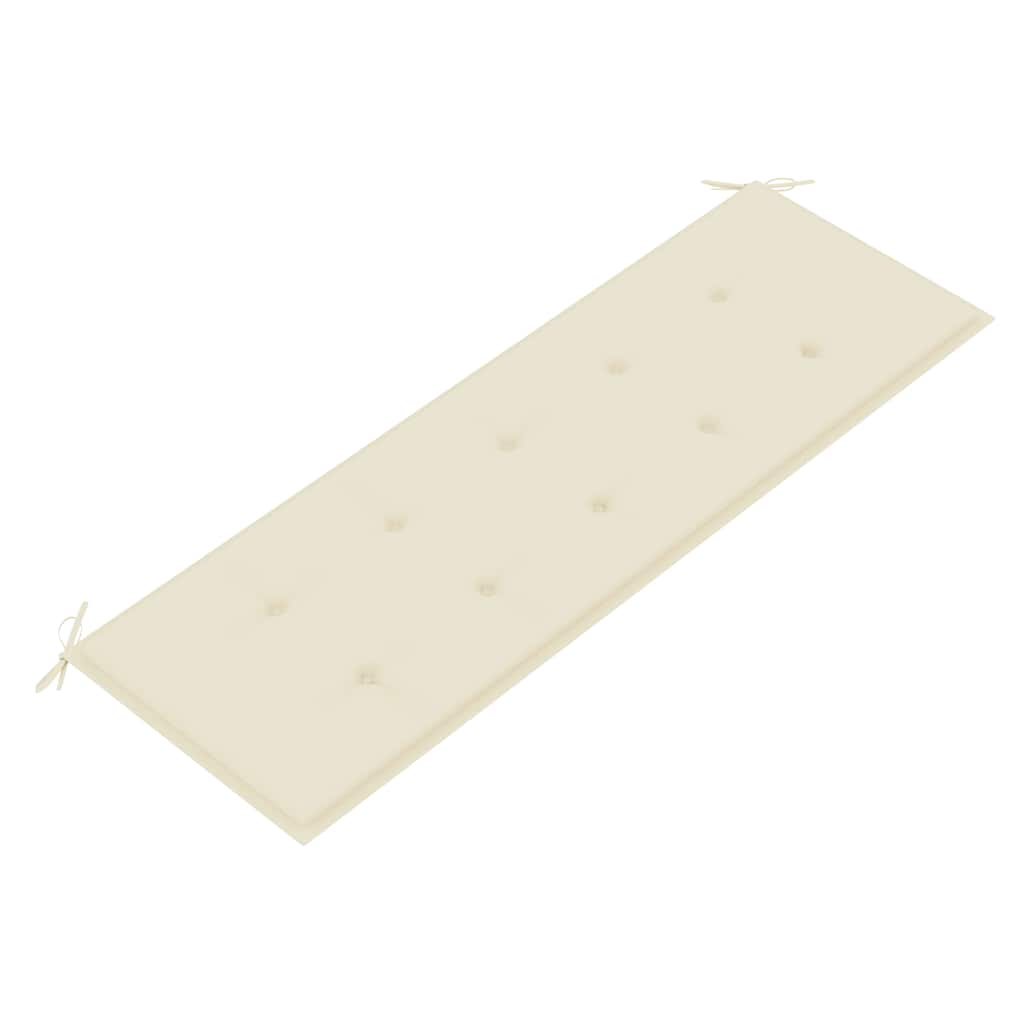 Batavia-Bank mit Creme Kissen 150 cm Massivholz Teak