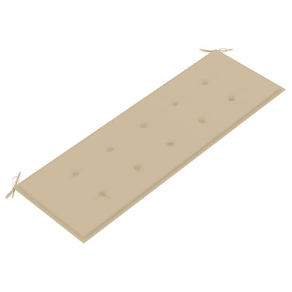 Batavia-Bank mit Beigem Kissen 150 cm Massivholz Teak