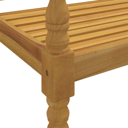 Batavia-Bank mit Weinrotem Kissen 150 cm Massivholz Teak