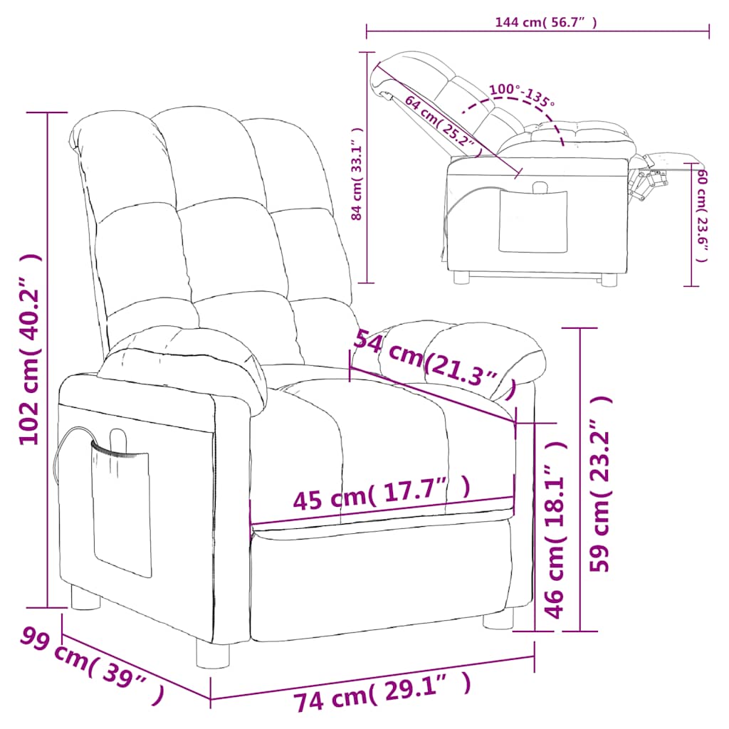 Massagesessel Braun Stoff