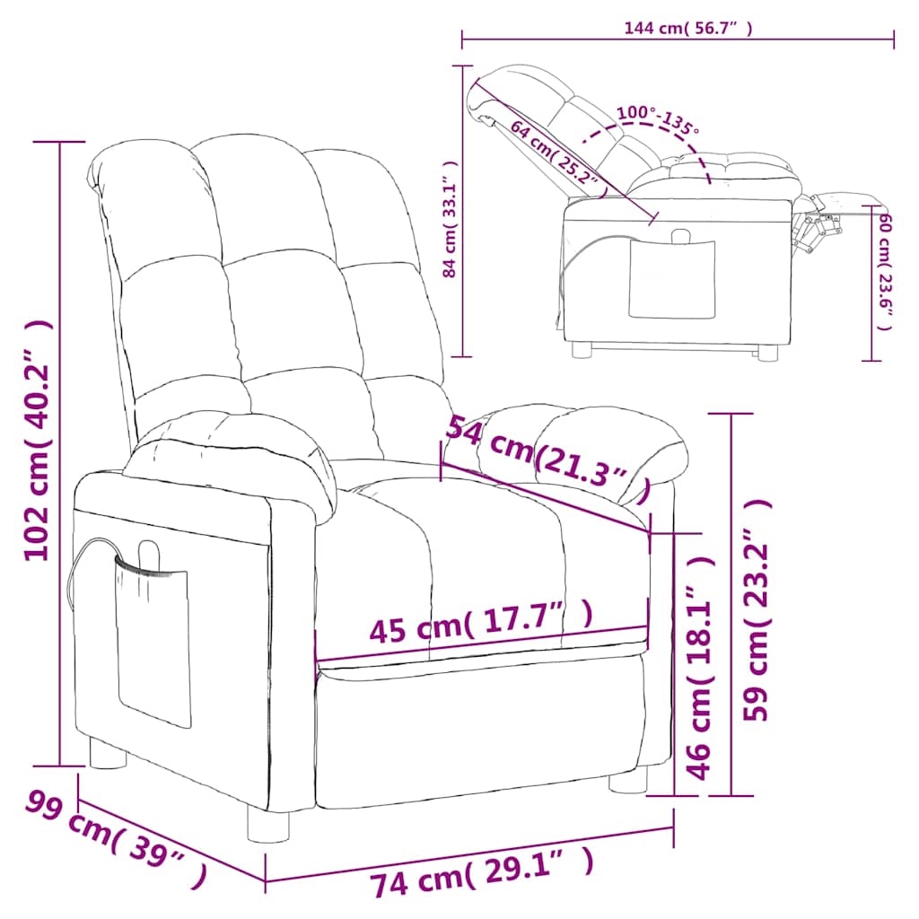 Massagesessel Taupe Stoff