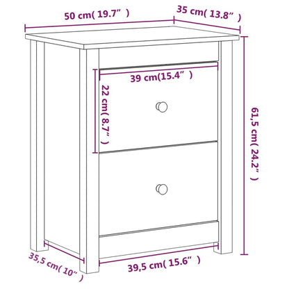 Sengebord 50x35x61,5 cm massivt fyrretræ