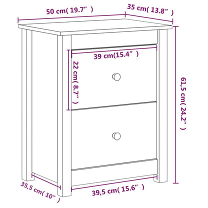 Nachttisch Honigbraun 50x35x61,5 cm Massivholz Kiefer