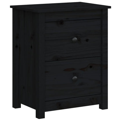 Nachttische 2 Stk. Schwarz 50x35x61,5 cm Massivholz Kiefer
