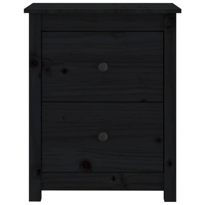 Nachttische 2 Stk. Schwarz 50x35x61,5 cm Massivholz Kiefer