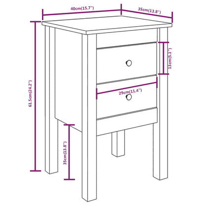 Sengebord 40x35x61,5 cm massivt fyrretræ