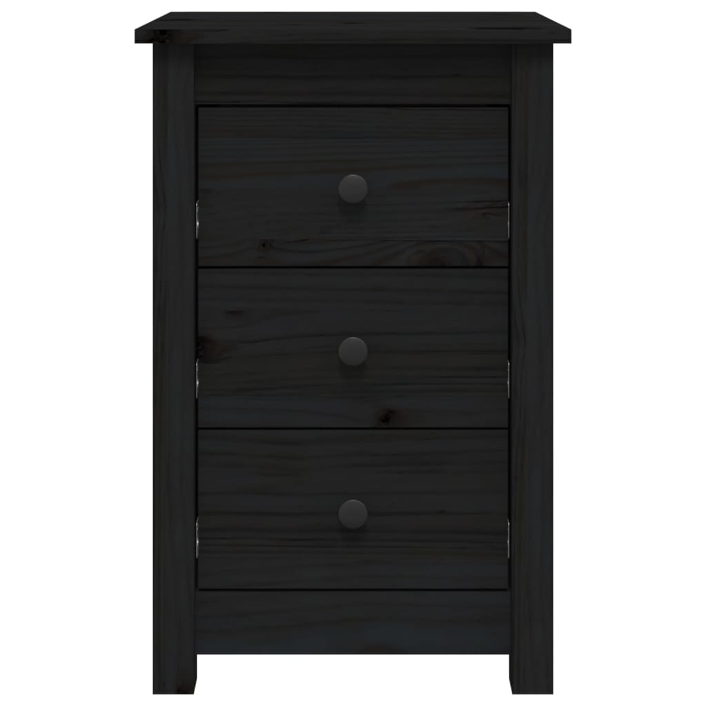 Nachttische 2 Stk. Schwarz 40x35x61,5 cm Massivholz Kiefer