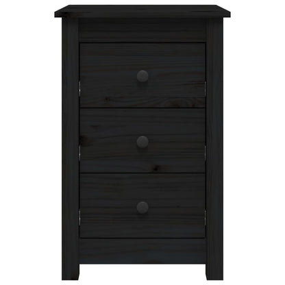 Nachttische 2 Stk. Schwarz 40x35x61,5 cm Massivholz Kiefer