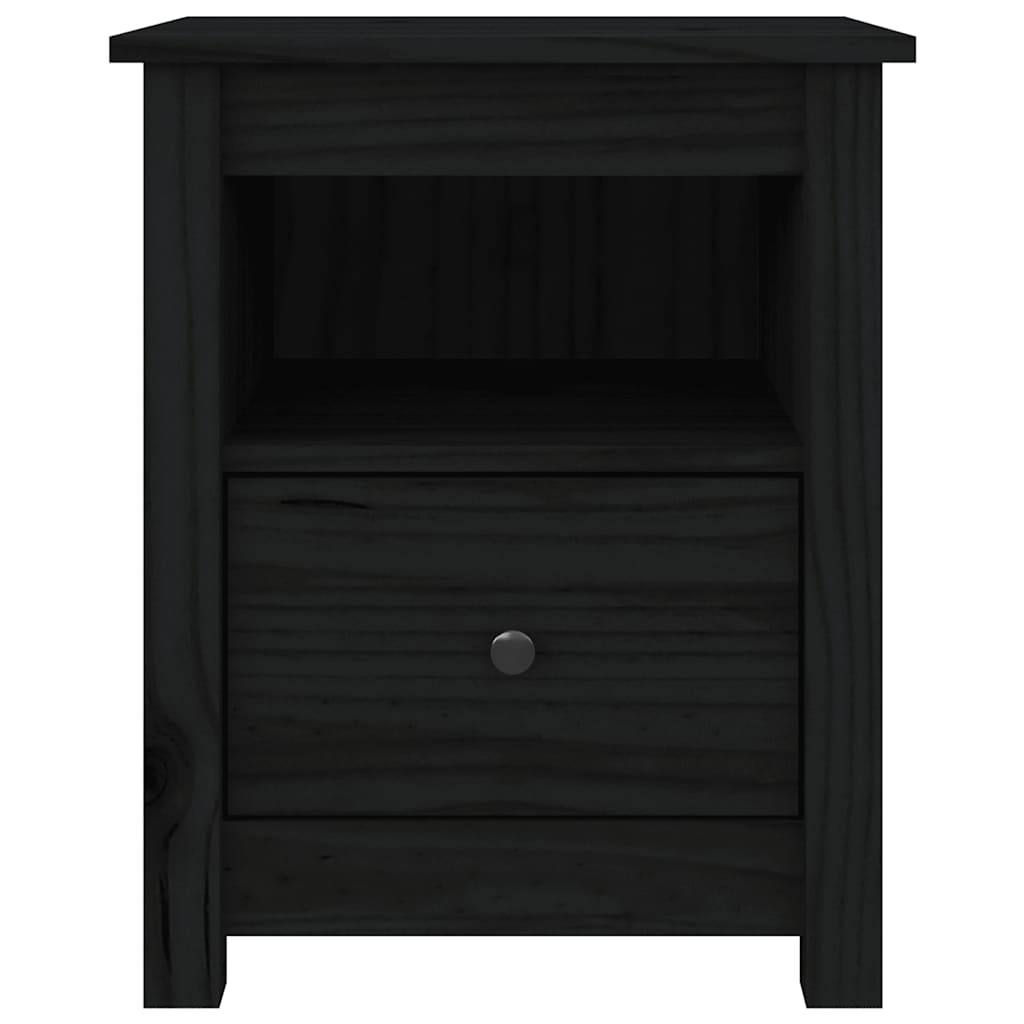 Nachttische 2 Stk. Schwarz 40x35x49 cm Massivholz Kiefer