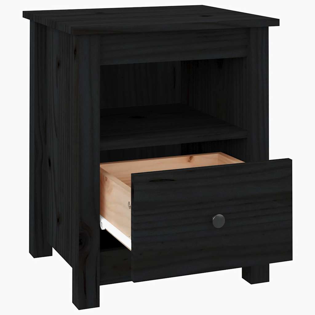 Nachttische 2 Stk. Schwarz 40x35x49 cm Massivholz Kiefer