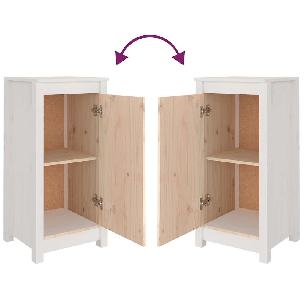 Sideboards 2 Stk. Weiß 39x35x80 cm Massivholz Kiefer