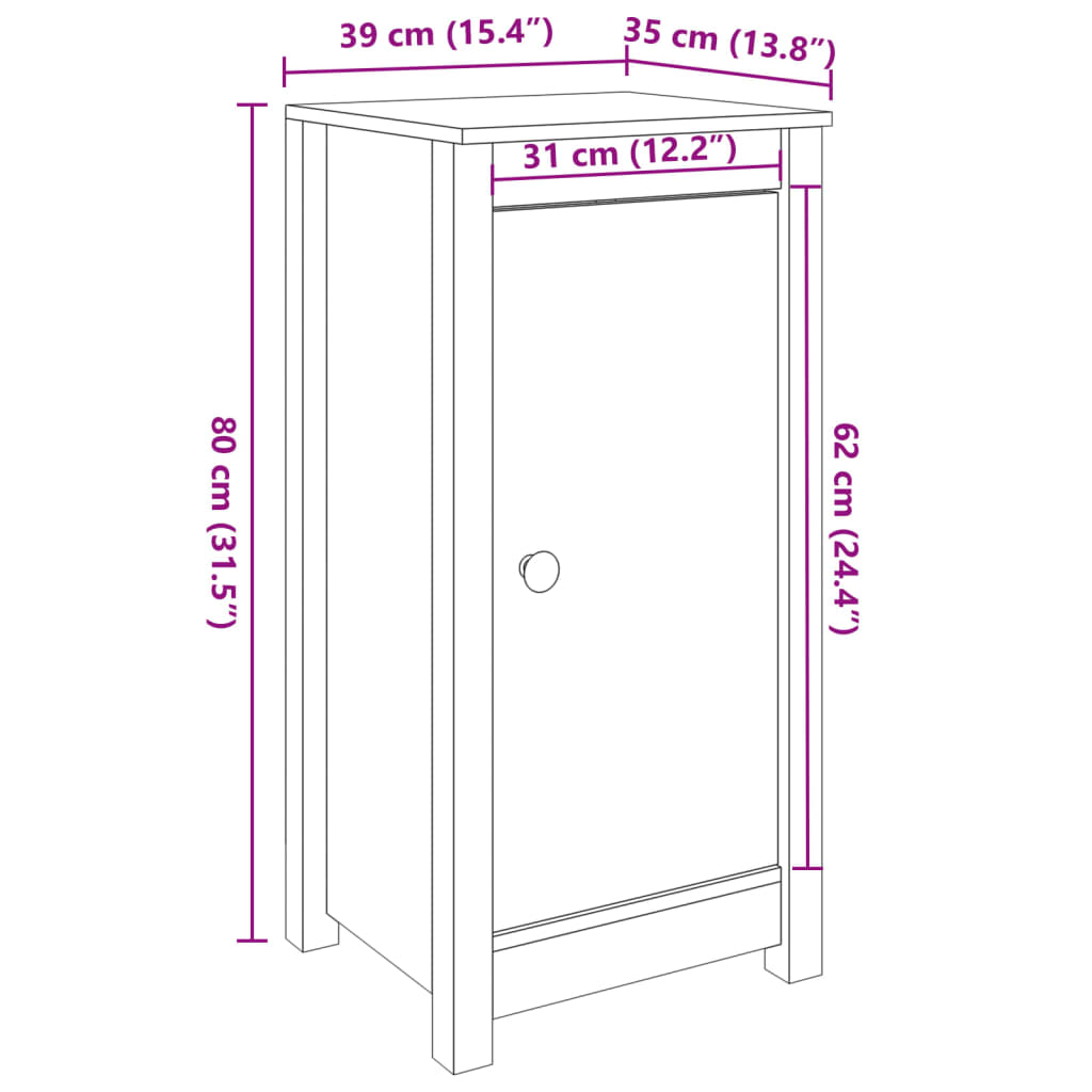 Sideboards 2 Stk. Grau 39x35x80 cm Massivholz Kiefer