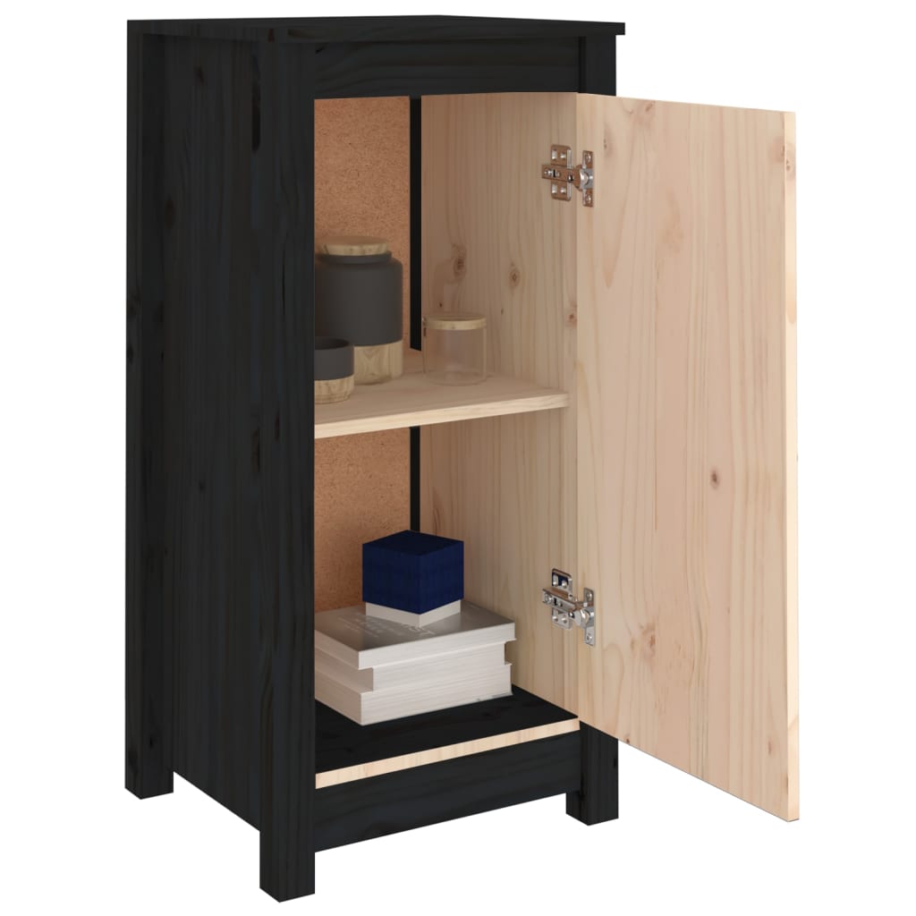 Sideboards 2 Stk. Schwarz 39x35x80 cm Massivholz Kiefer