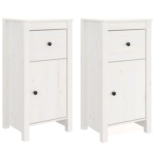 Sideboards 2 Stk. Weiß 40x35x80 cm Massivholz Kiefer