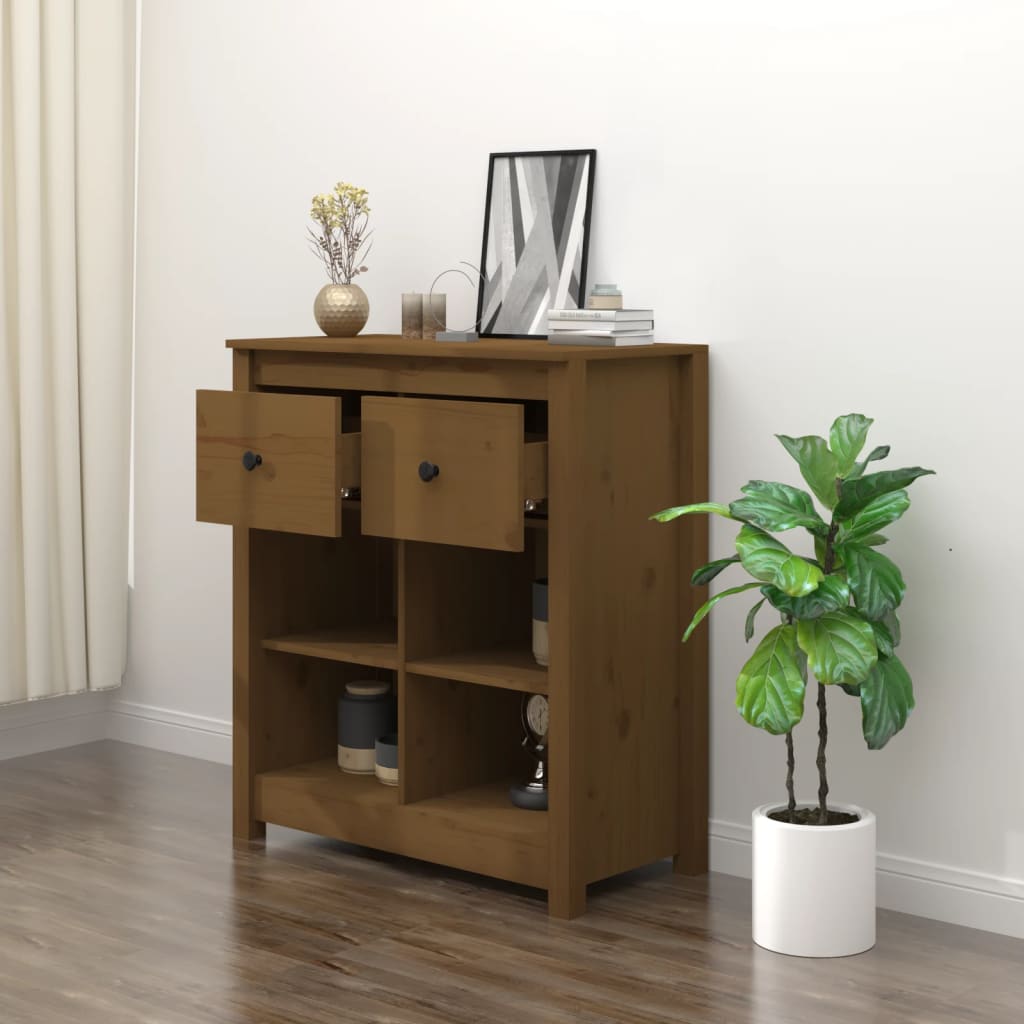 Sideboard Honigbraun 70x35x80 cm Massivholz Kiefer