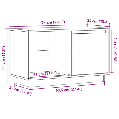 TV-Schrank Weiß 74x35x44 cm Massivholz Kiefer