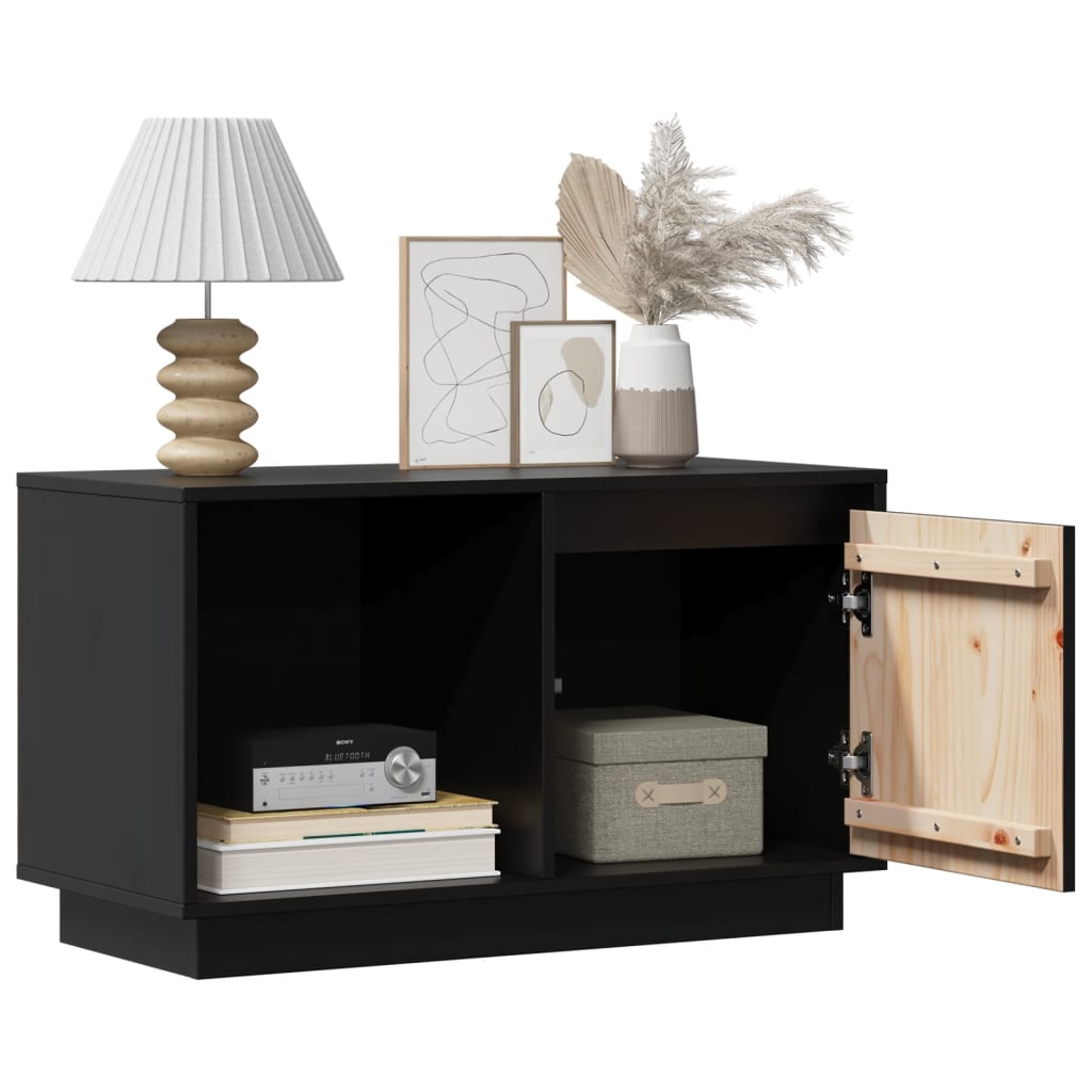 TV-skab Sort 74x35x44 cm Massiv Fyr