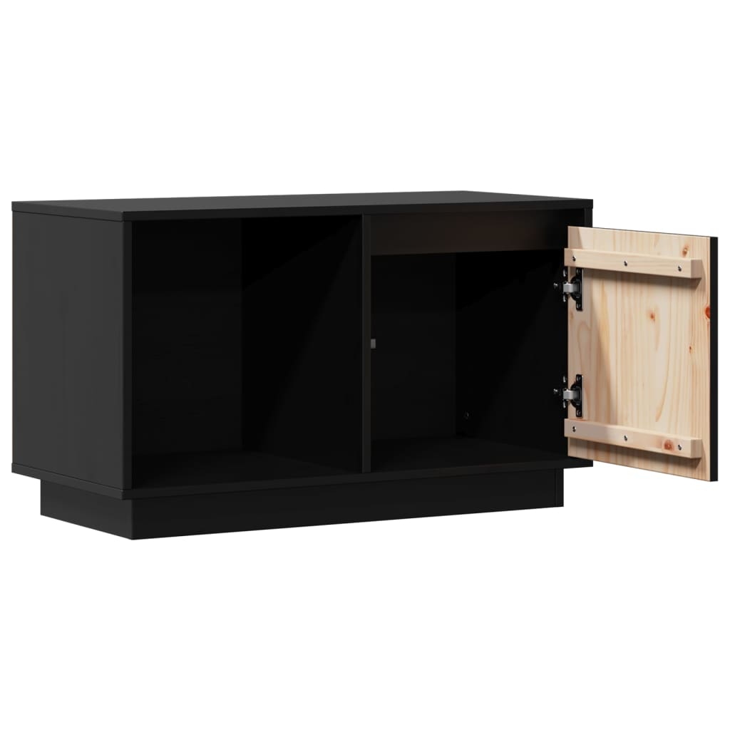TV-skab Sort 74x35x44 cm Massiv Fyr