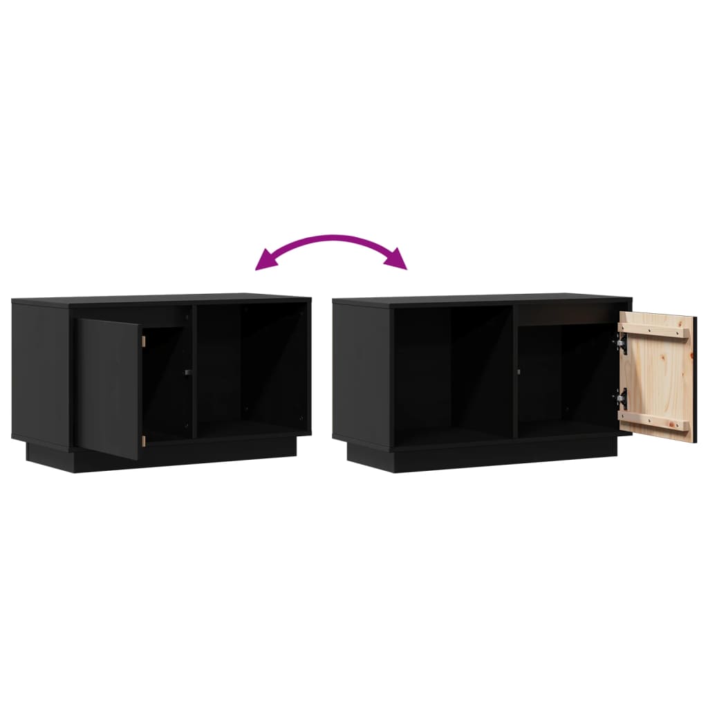 TV-skab Sort 74x35x44 cm Massiv Fyr