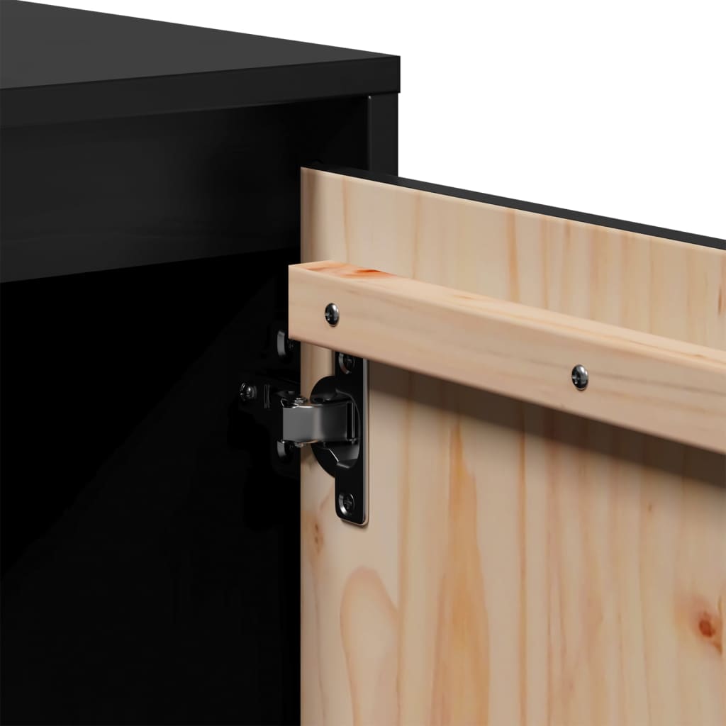 TV-skab Sort 74x35x44 cm Massiv Fyr