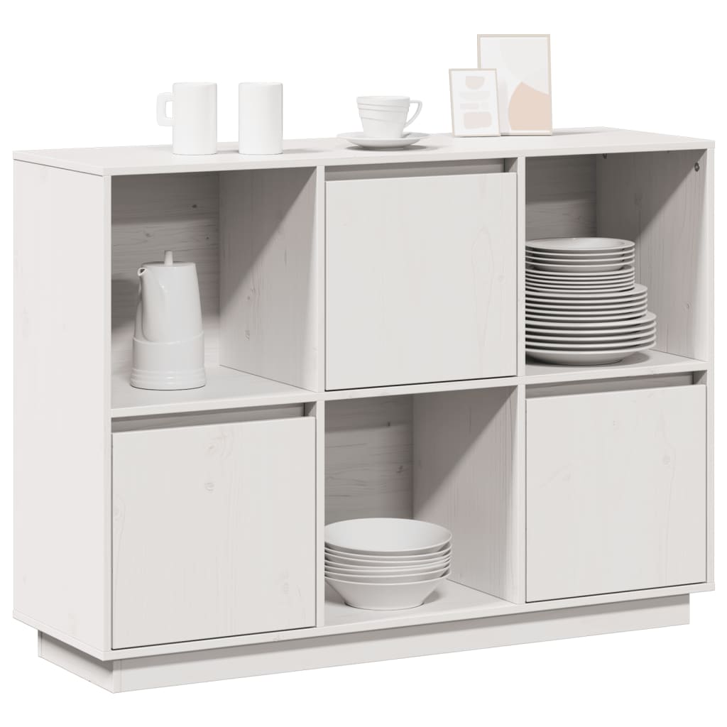 Sideboard Weiß 110,5x35x80 cm Massivholz Kiefer