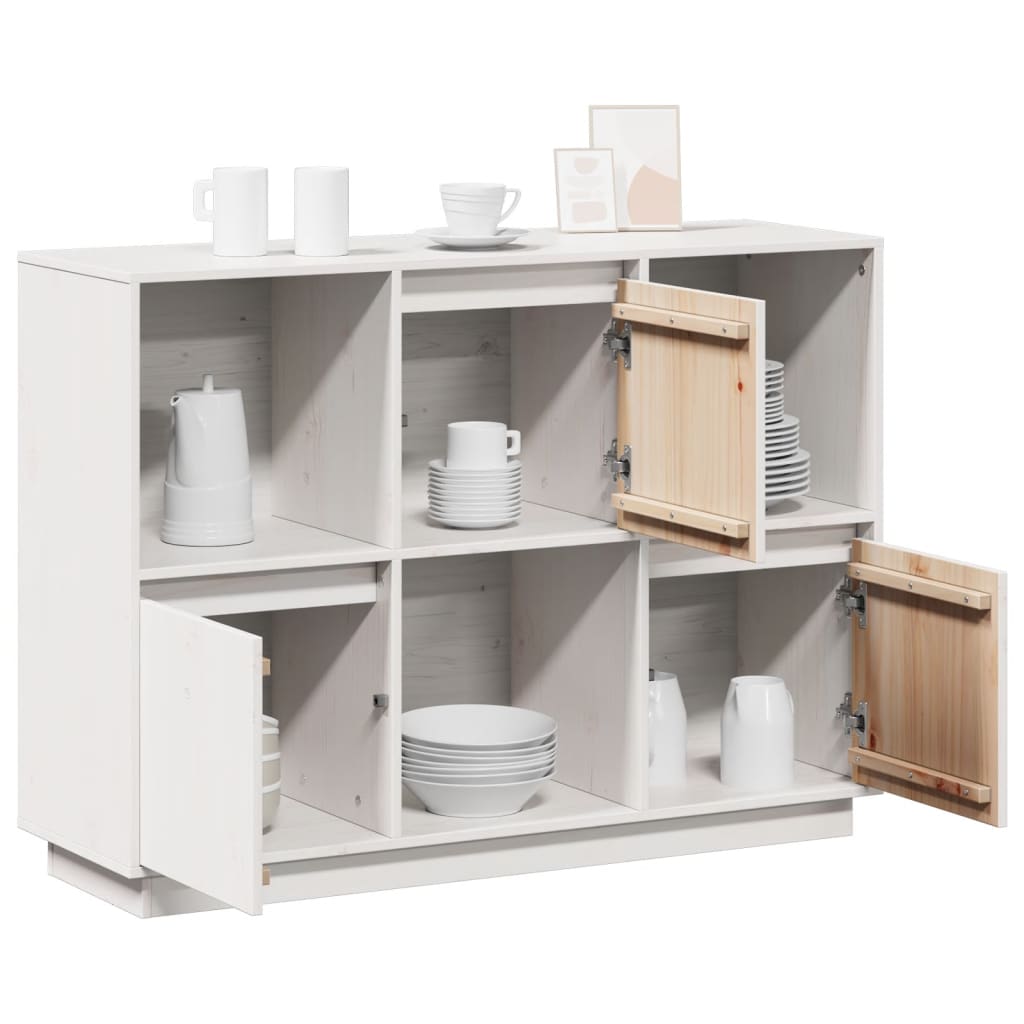 Sideboard Weiß 110,5x35x80 cm Massivholz Kiefer
