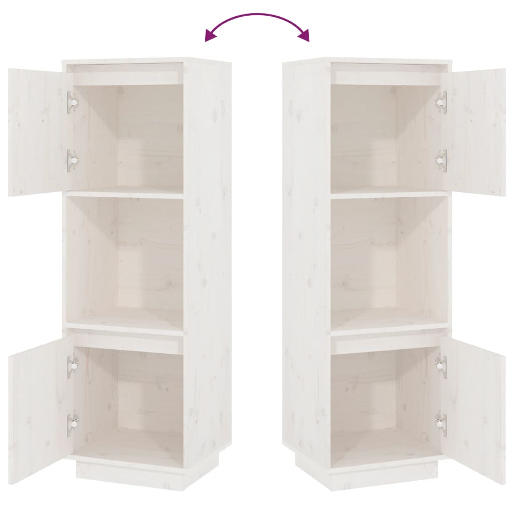 Highboard Weiß 38x35x117 cm Massivholz Kiefer