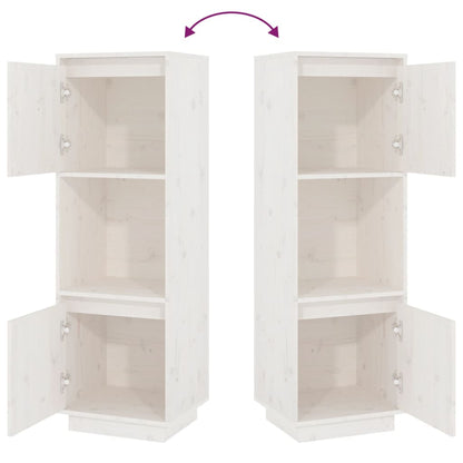 Highboard Weiß 38x35x117 cm Massivholz Kiefer