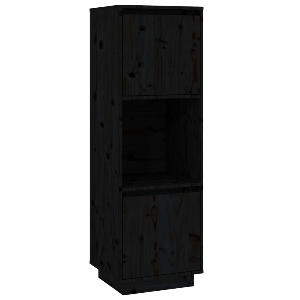 Highboard Schwarz 38x35x117 cm Massivholz Kiefer