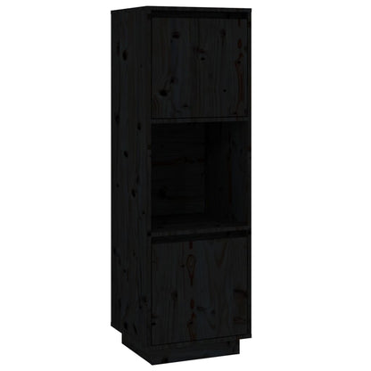 Highboard Schwarz 38x35x117 cm Massivholz Kiefer