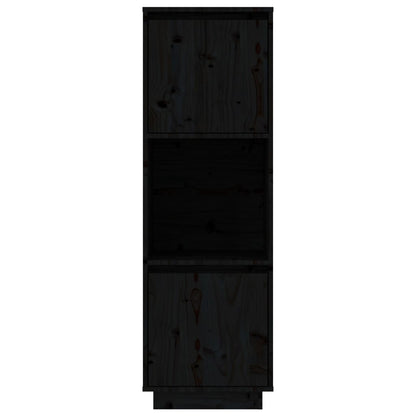 Highboard Schwarz 38x35x117 cm Massivholz Kiefer