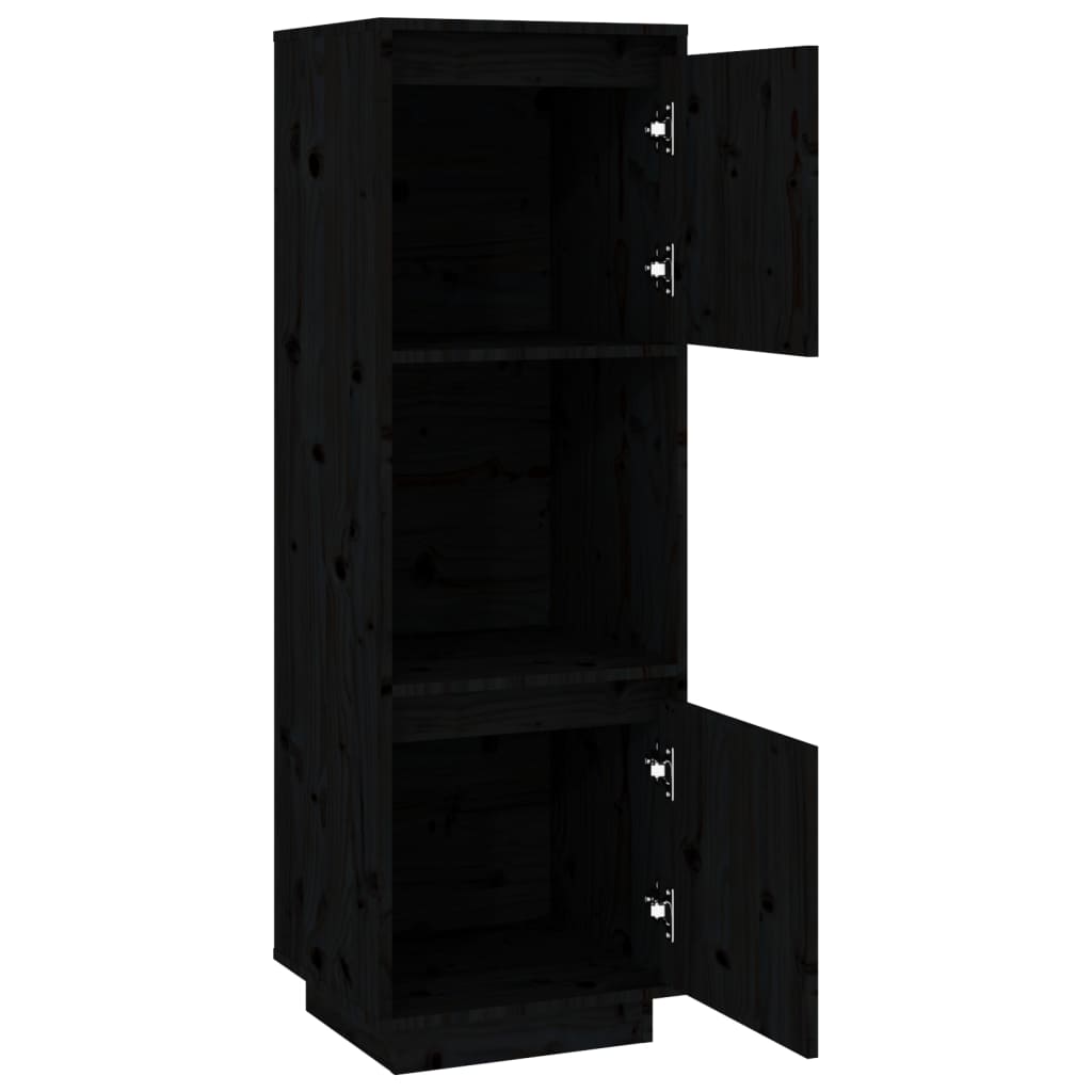 Highboard Schwarz 38x35x117 cm Massivholz Kiefer