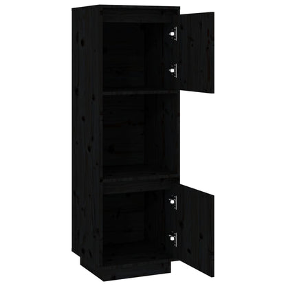Highboard Schwarz 38x35x117 cm Massivholz Kiefer