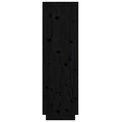 Highboard Schwarz 38x35x117 cm Massivholz Kiefer