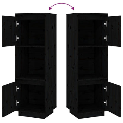 Highboard Schwarz 38x35x117 cm Massivholz Kiefer