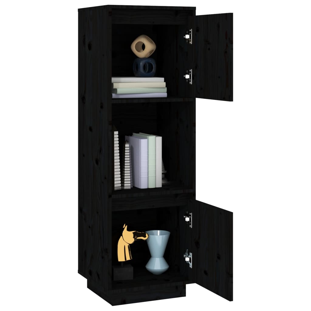 Highboard Schwarz 38x35x117 cm Massivholz Kiefer