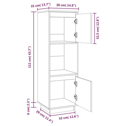 Highboard Schwarz 38x35x117 cm Massivholz Kiefer