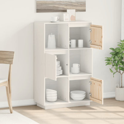 Highboard Weiß 74x35x117 cm Massivholz Kiefer