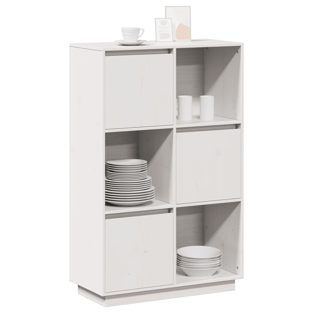 Highboard Weiß 74x35x117 cm Massivholz Kiefer