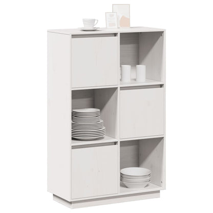 Highboard Weiß 74x35x117 cm Massivholz Kiefer