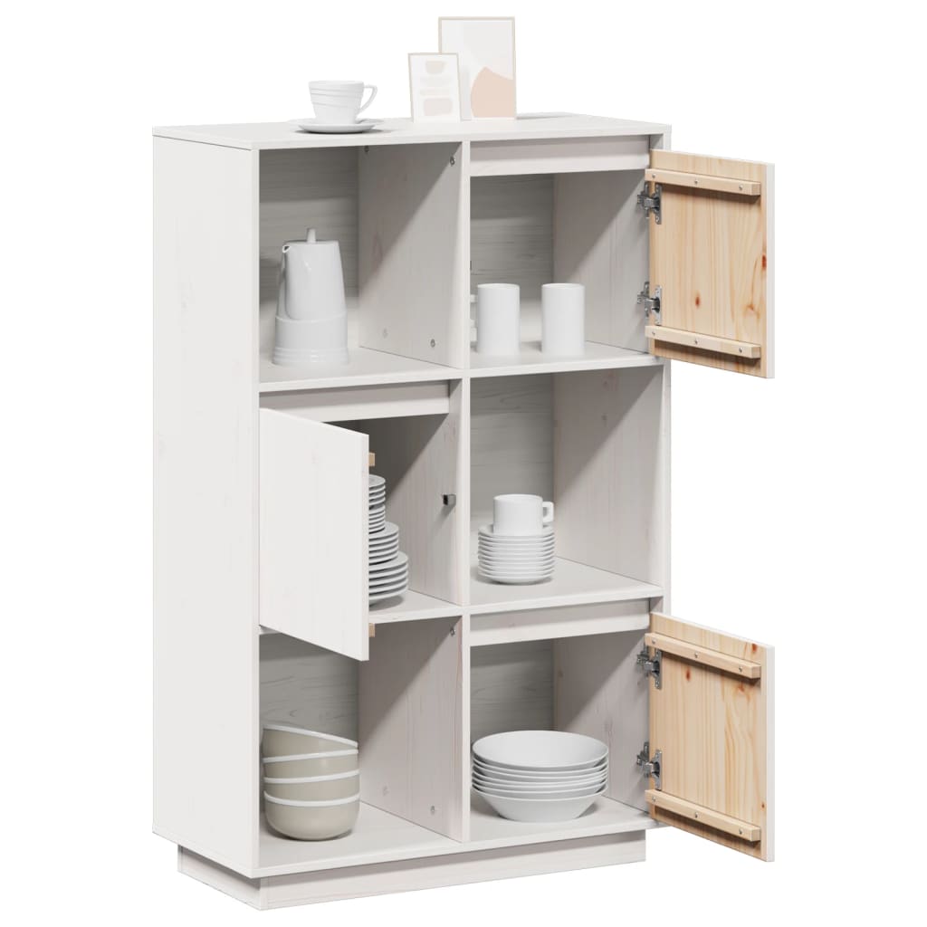 Highboard Weiß 74x35x117 cm Massivholz Kiefer