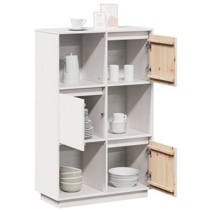 Highboard Weiß 74x35x117 cm Massivholz Kiefer