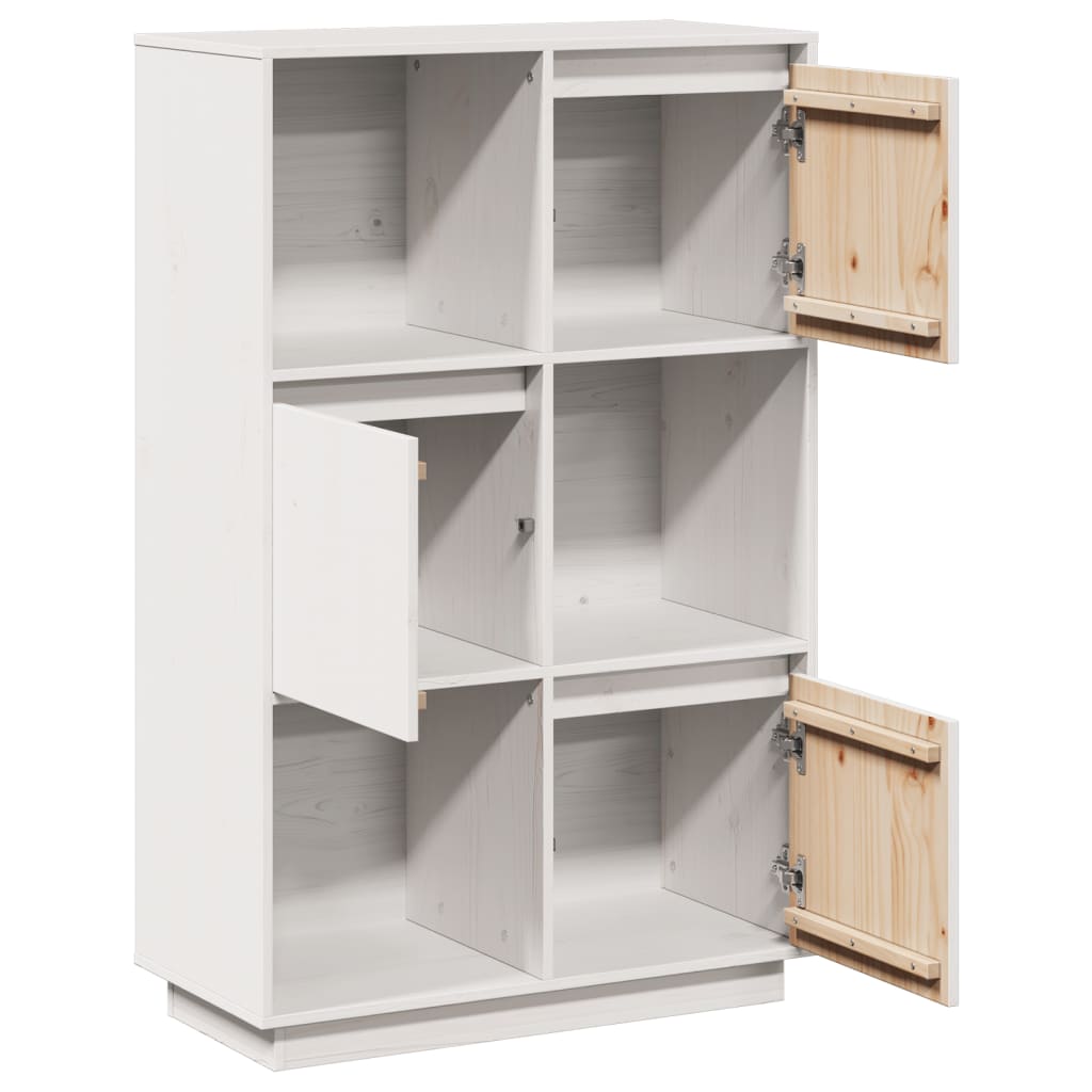Highboard Weiß 74x35x117 cm Massivholz Kiefer