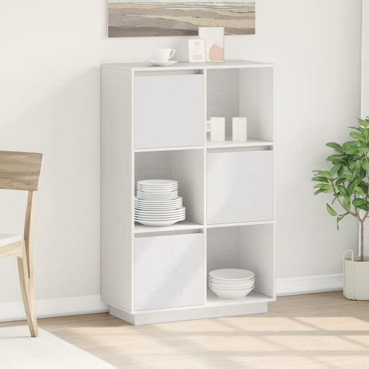 Highboard Weiß 74x35x117 cm Massivholz Kiefer